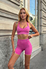 Prime FIT - Pembe Yüksek Bel Seamless Push-Up Toparlayıcı Şort Tayt