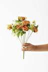 Yapay Aranjmanlı Gül Demeti 9 Dallı Turuncu