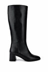 Tamer Tanca Kadın Hakiki Deri Siyah Topuklu Çizme 1074 2274 BN CZM SK25-26 SIYAH DERI