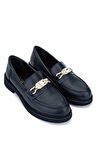 Tamer Tanca Kadın Hakiki Deri Lacivert Loafer Ayakkabı 817 9879 BN AYK SK25-26 LACI DR