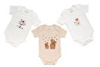 % 100 Pamuk 3'lü Bebek Body - Unisex
