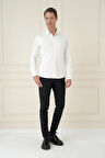G 1580 Slim Fit Ekru Klasik Gömlek