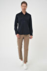 G 1583 Slim Fit Lacivert Klasik Gömlek