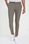 Slim Fit Yan Cepli Düz Esnek Casual Vizon Pantolon P 1144