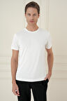 Comfort Fit Bisiklet Yaka Modal Kısa Kol Casual Ekru Tişört Ts 895
