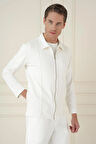 Slim Fit Fermuarlı Yan Cep Mevsimlik Casual Ekru Mont Mt 174