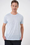 Comfort Fit Bisiklet Yaka Viskon Karışımlı Casual Mavi Tişört Ts 902