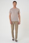 Ts 902 Comfort Fit Bisiklet Yaka Viskon Karışımlı Casual Kum Beji Tişört