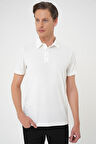 Comfort Fit Polo Yaka Viskon Karışımlı Casual Beyaz Tişört Ts 901