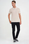 Comfort Fit Polo Yaka Kısa Kollu Bej Triko Tr 883