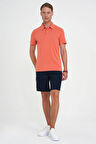 Ts 903 Comfort Fit Polo Yaka Modal Karışım Kısa Kol Casual Turuncu Tişört