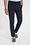 Comfort Fit Beli Lastikli Tek Pileli Dokulu Lacivert Pantolon P 1193