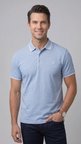 Comfort Fit Rahat Kalıp %100 Pamuk Kıvrılmaz Yaka Mavi Polo Yaka Tişört TS 931