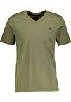 Lumberjack 5Fx CT106 Basic V Neck Tişört Haki Erkek Kısa Kol Tişört 101939413