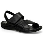 Polaris 106894 5FX Siyah Erkek Comfort Deri Sandalet