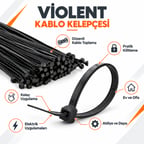 Cırt Kelepçe Kablo Bağı Kablo Klipsi 8 mm X 300 mm 1. Sınıf Malzeme Naylon 6.6 mm 100 Adet Kalın Model Siyah