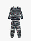 Yılbaşı Baskılı Pijama Takımı Pamuklu 