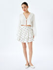 Volanlı Çiçekli Mini Şort Etek