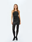 Straplez Kolsuz Drapeli Slim Fit Mini Abiye Elbise
