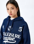 Şardonlu Kapüşonlu Kolej Baskılı Oversize Sweatshirt