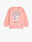 Sweatshirt Unicorn Baskılı Uzun Kollu Bisiklet Yaka Pamuk Karışımlı Şardonlu 