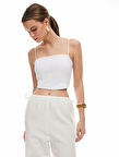 Pamuklu Arkası Gipe Detaylı İnce Askılı Crop Büstiyer