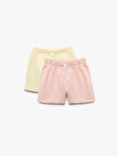 Pamuklu Beli Lastikli Basic Bermuda Çok Renkli 2'li Şort Seti