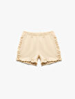 Fırfırlı Beli Lastikli Pamuklu Şort