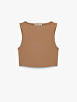 Skinny Bisiklet Yaka Kolsuz Crop Top