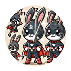 Tİ-PLAY KAHRAMAN TAVŞANLAR 30X30CM AKRİLİK DEKORATİF MODERN DUVAR SAATİ