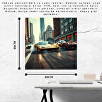 OTOMOBİL TEMALI CADDE YARIŞI ÇERÇEVESİZ PVC TABLO 40X40 CM