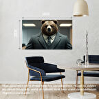 TAKIM ELBİSELİ KASLI AYI MUHAFIZ GÖREVİNDE 01 ÇERÇEVESİZ 50X30 CM PVC TABLO