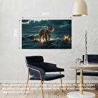 KAPLAN FIRTINALI BİR OKYANUSTA 03 ÇERÇEVESİZ 50X30 CM PVC TABLO