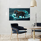 KAPLAN FIRTINALI BİR OKYANUSTA 08 ÇERÇEVESİZ 50X30 CM PVC TABLO