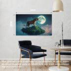 KAPLAN YÜZDEN ADADA AYA KÜKRÜYOR 02 ÇERÇEVESİZ 50X30 CM PVC TABLO