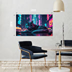 KURT SİBERPUNK DÜNYASINDA HUZUR İÇİNDE DİNLENİYOR 04 ÇERÇEVESİZ 50X30 CM PVC TABLO