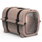 Rainbow Krem Kahve Kemerli Kedi Köpek Taşıma Çantası 51x33x36 Cm