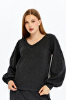 Kadın Dokulu V Yaka Bluz