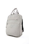 Unisex Suya Dayanıklı Orta Boy Krinkıl Kumaş Çok Gözlü Açık Gri Laptop Okul Ve Seyahat Sırt Çantası