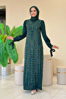 Taş Detaylı Elbise 3935 Zümrüt