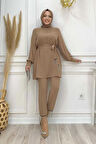 Püskül Detaylı Tunikli Pantolon İkili Takım 8424 Vizon