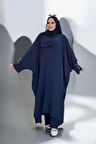 Kol Düğme Detaylı Tunik Pantolon İkili Takım 8688 Lacivert
