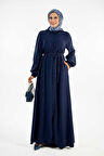 Birit Detaylı Düğmeli Ferace 6043 Lacivert