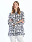 LCWAIKIKI Classic Mavi Hakim Yaka Desenli Kadın Gömlek Tunik