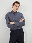 LCWAIKIKI Classic LACİVERT Regular Fit Uzun Kollu Çizgili Erkek Gömlek