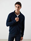 LCWAIKIKI Basic Lacivert Dik Yaka Uzun Kollu Erkek Fermuarlı Sweatshirt