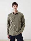 SOUTHBLUE Haki Regular Fit Uzun Kollu Keten Karışımlı Erkek Gömlek