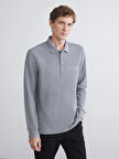 LCWAIKIKI Classic Gri Polo Yaka Uzun Kollu Erkek Sweatshirt