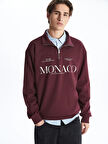 XSIDE Bordo Fermuarlı Dik Yaka Uzun Kollu Erkek Sweatshirt
