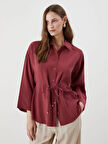 LCWAIKIKI Classic Bordo Oversize Modal Karışımlı Kadın Gömlek